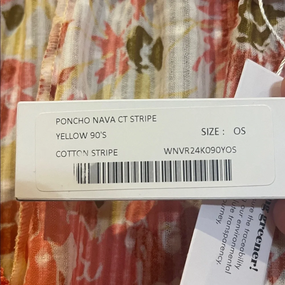 Poupette St. Barth Poncho Nava CT Stripe Yellow  90’s   NWT